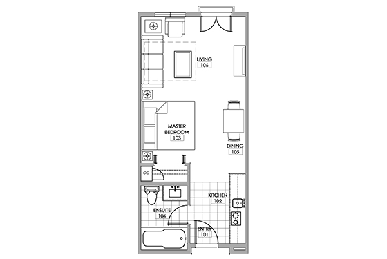 Chardonnay Studio Suite floorplan