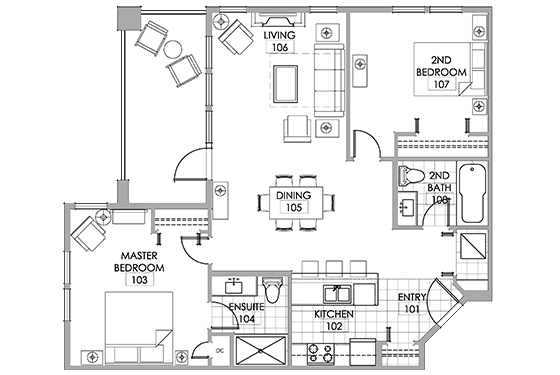 Gamay Two Bedroom Suite floorplan