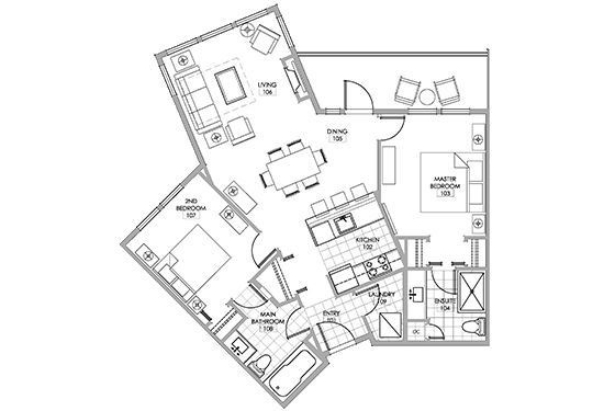Merlot Two Bedroom Suite floorplan