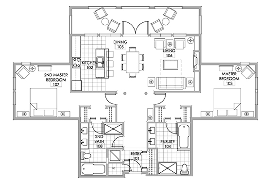 Sommelier Two Bedroom Penthouse Suite floorplan