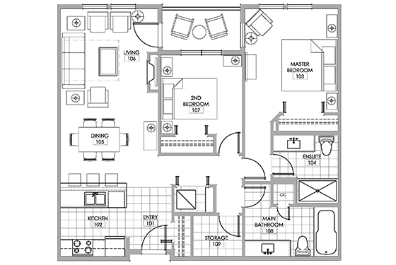 Shiraz Two Bedroom Suite floorplan